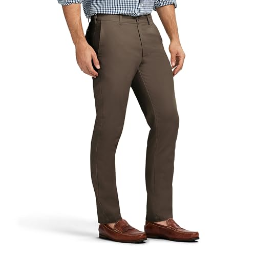 IZOD Men's American Chino Flat Front Straight Fit Pant, Olive2