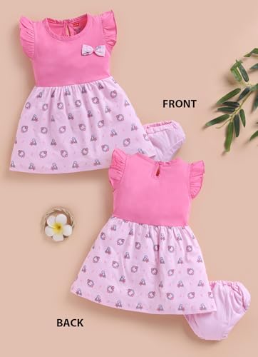 Image of LuvLap Baby Girls Regular Fit 100% Cotton Half Sleeve Girls Knee Length Frock Pack of 3