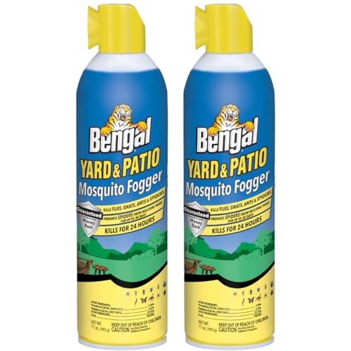 Bengal Yard and Patio Mosquito Fogger, Kills Spiders and Prevents Nesting, 17 Oz. Aerosol Can - 2 Pack