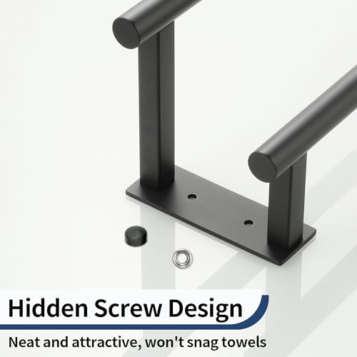 Toallero para baño o cocina de 60 cm Mooche negro en acero inoxidable 7