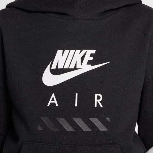 Nike Air Big Kids' Fleece Pullover Hoodie (HF8812-010, Black/White/White)4