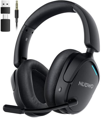NUBWO Wireless Gaming Headset for PS5, PC, PS4 - Dual 2.4G & Bluetooth Simultaneous Gaming Headphones, EQ Sound Modes, Noise-Canceling Mic, 80-Hour Battery, Comfortable Foldable & Travel Design