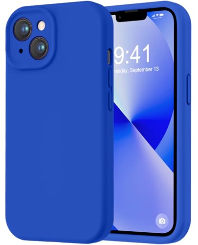 Image of LOVE 3000 Designed for iPhone 13 Case, Premium Silicone with [Camera Protection] [Soft Anti-Scratch Microfiber Lining] Shockproof Protective Phone Case for iPhone 13 Women Men Girls 6.1 inch, Klein Blue