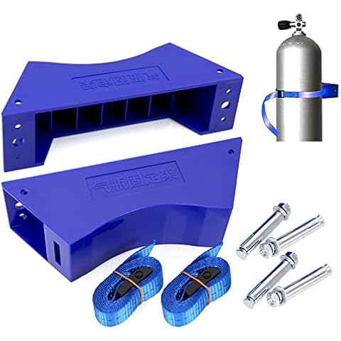 CNQLIS 2 Pcs Gas Cylinder Holder ABS Cylinder Wall Mounted Bracket with Screws and Safety Belt Fixed Support for 40L Gas/Oxygen Cylinders (Blue) Cover