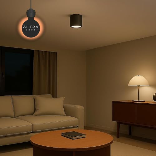 Image of 7W COB LED Surface Mounted Cylinder Downlight | Spotlight for False Ceiling & Wall | for Living Room, Office, Showroom Roof | Natural White, Aluminium Black Reflector | Pack of 6