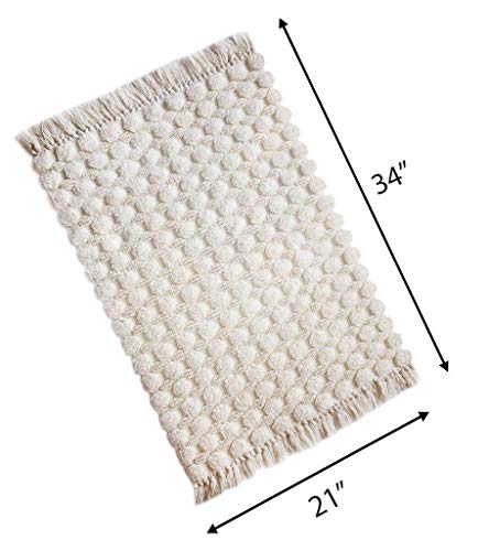 Image of THE HOME TALK Cotton Bathmats | Water Absorbent Runners | Regular Striped Rugs | Floor Mats for Kitchen, Bathroom & Sink | Ultra Soft Mats | Non-Slip Store (Ivory, 21 x 34 in)