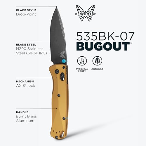 Benchmade - Bugout Outdoor EDC Folding Knife, Slim, Lightweight, Drop-Point Blade, Aluminum Handle (535BK-07) view 3