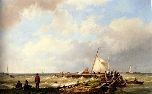 Peintures sur toile de maître Hermanus Snr Koekkoek marine