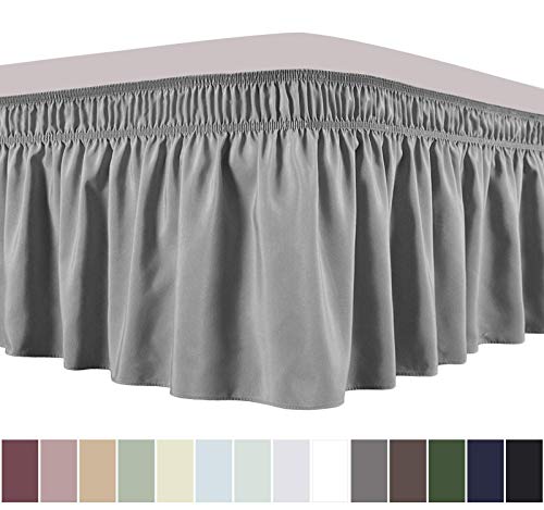 Disha Bedding 100% Satin Dust Ruffle Bed Skirt With Split Corner Silk Satin 1Pc Bed Skirt| Silver Grey Queen 19'' Inch Drop | Wrinkle Free And Fade Resistant #TOP1