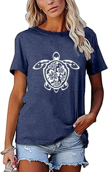 Sea Turtle T-Shirt and Tank for Women Beach Graphic Funny Animal Print Shirt Hawaiian Casual Vacation Top