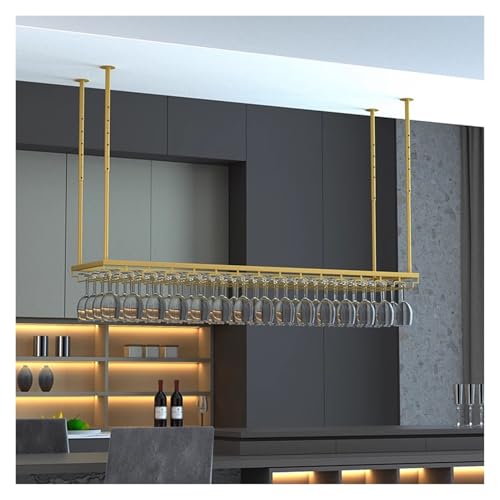 Wine Rack with Glass Holder and Shelf, Adjustable Bar Ceiling Rack, Wall Mounted Glass Storage Hanger Organizer, Industrial Design
