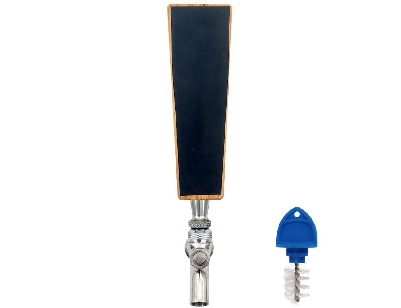 1 x rustikaler Bierzapfhahn mit Kreidetafel, DIY-Wasserhahngriffe, hoch 17 cm, mit 1 x Bierstopfen-Bürste