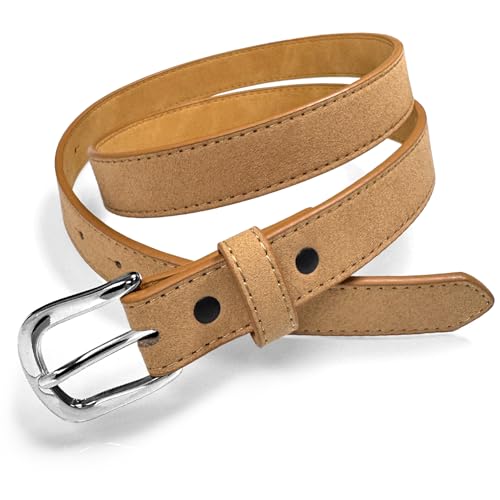 Silver or Gold Buckle Genuine Suede Leather Casual Dress Jean Belt 1"(25mm) Wide2