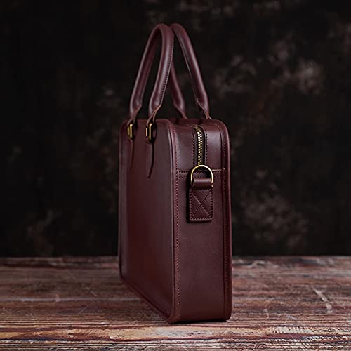 Briefcase Men's Leather Casual Man Handbag Coffee Fashion Shoulder Business Office Laptop 15 Inch Bag (Color : A Size : 27x39cm)4