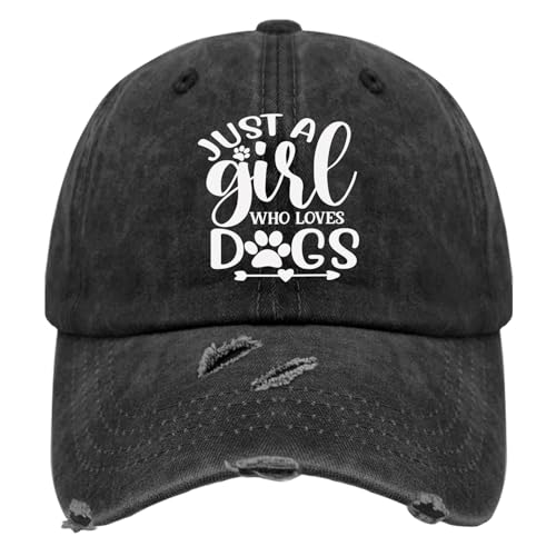 JUST A Girl WHO Loves Dogs Hats for Men Washed Distressed Baseball Cap Aesthetic Washed Running Hat Adjustable