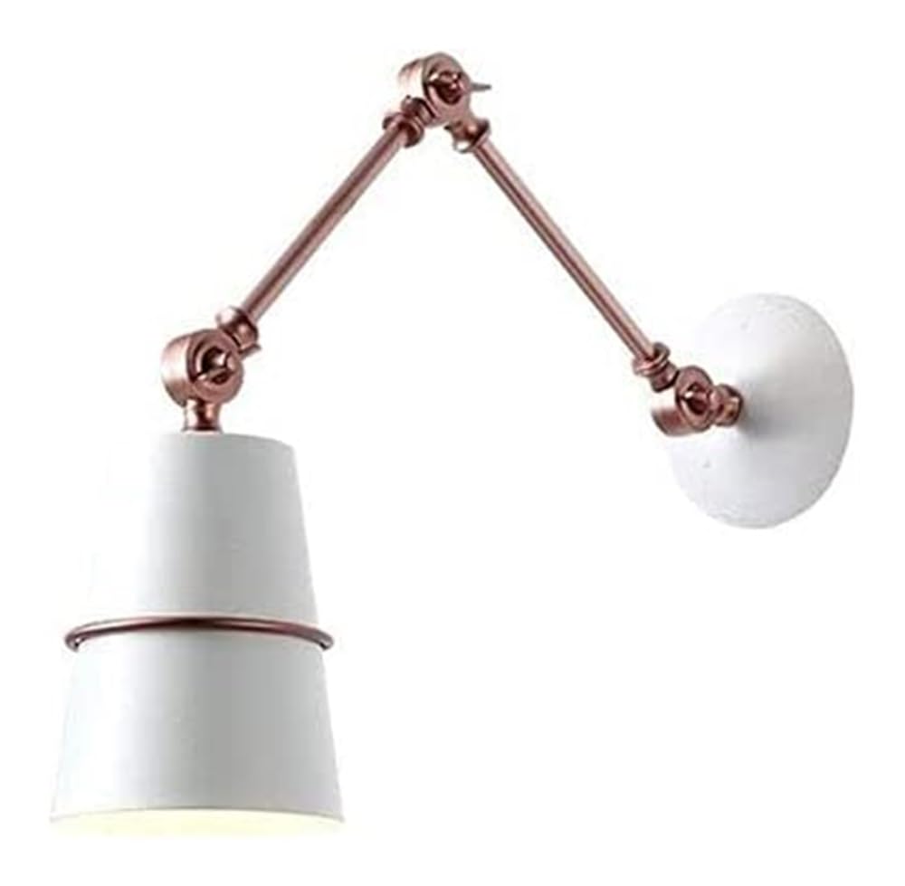 Nordic E27 Wall Sconce Macaron Metal Modern Creative LED Wall Lamp Black White Indoor Mounted Wall Lantern Fixture Adjustable Simplicity Swing Arm Wall Light for Bedroom Bedside Reading (Color : O)