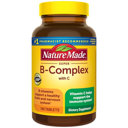 Nature Made Super B Complex with Vitamin C & Folic Acid, B Complex Vitamins for Women and Men, Dietary Supplement for Immune Support, 140 Tablets, 140 Day Supply