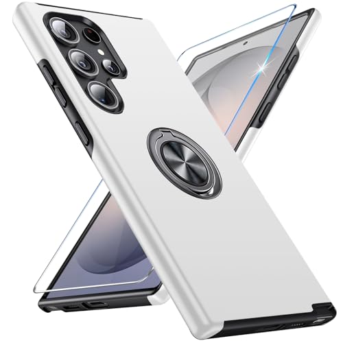 Vaki Handyhülle für Samsung Galaxy S26 Ultra Hülle mit Schutzfolie, Schutzhülle S26 Ultra Case mit Magnetischer Ring Ständer Kratzfest Fallfestigkeit Stoßfest für Samsung S26 Ultra 5G Cover (Silber)