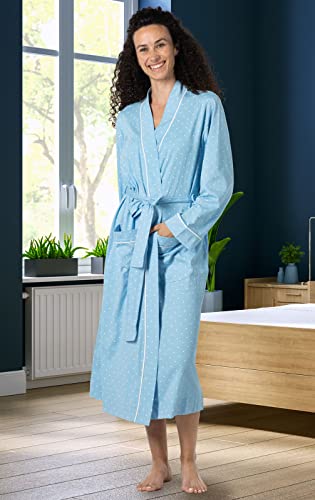 Pajamagram Bath Robes Female - Summer Robe For Women Mid-Length Lt Blue Dot, Md #TOP3
