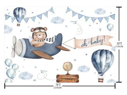 Fondo Fotográfico Baby Shower Oso Azul 7x5ft miniatura 5