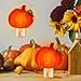 Baquler 2 Pcs Stained Glass Pumpkin Night Light Plug into Wall, Bright Orange Pumpkin Fall Seasonal Light Decor for Home Bedroom Bathroom Kitchen Hallway Thanksgiving Halloween Decoration