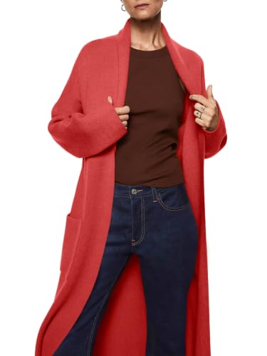 Image of Womens Long Sleeve Cardigan Sweaters Oversized Open Front Maxi Coat | Trendy Casual,Lapel,Knitted Coatigan,Soft Warm,Overcoat Pocket,2026 Fall Winter,Work Office,Going Out