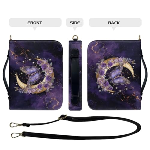 Butterfly Rose Marble Pattern Bible Case for Women Men Large Capacity Scripture Bag Waterproof Bible Carrier Tote Bag Protective with Handle and Zipper, L4