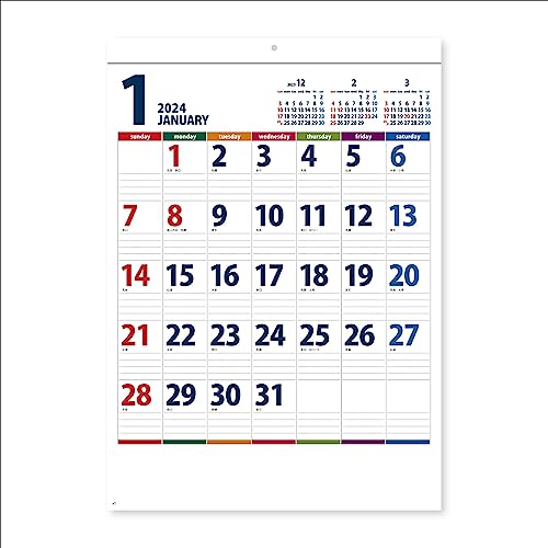 新日本カレンダー 2024年 カレンダー 壁掛け カラーラインメモ・ビター 年表付 NK158