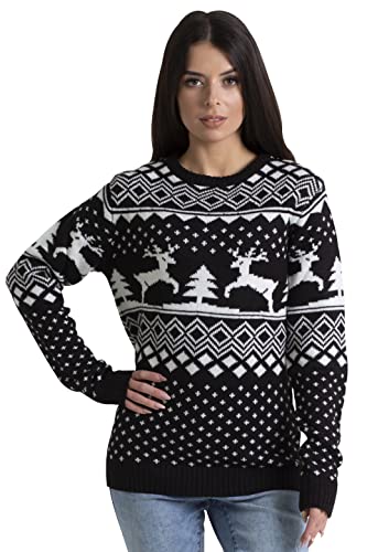 Damen Weihnachten Jumper Lange Ärmel Knit Rundhals Crew Christmas...