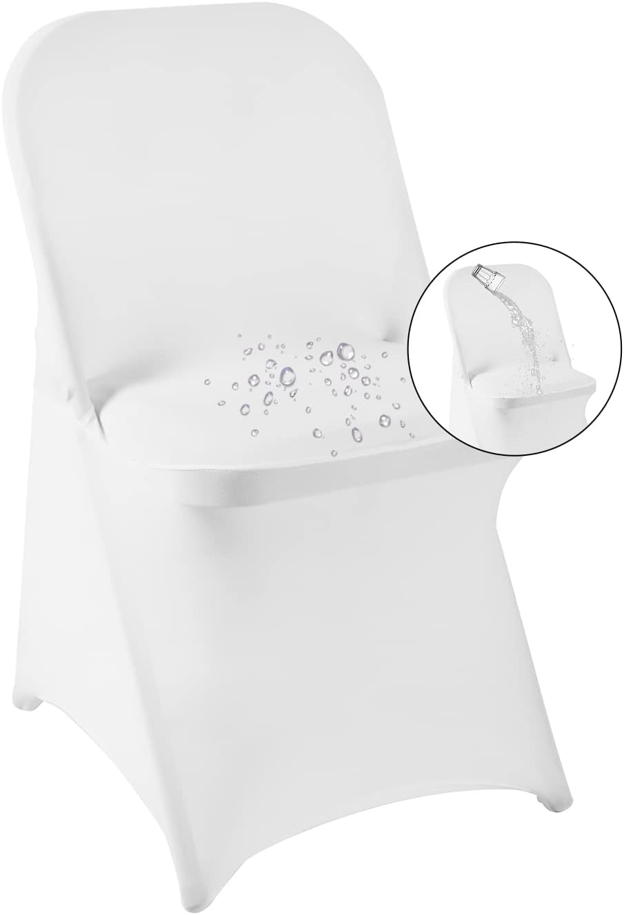 magalo 20 Pack White Spandex Folding Waterproof Chair Cover, Stretch Chair Cover Protector for Wedding, Party, Dining Banquet and Other Special Events 20PCS White