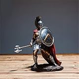 Escultura Estatua Decoraciones Estatua De Soldado Romano Retro Europeo Armadura Medieval Escultura De Dios Figura Mitológica Griega Artesanía De Resina Decoración del Hogar Caballeros, Blanco
