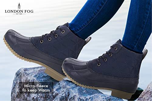 London Fog Womens Winley Nylon Quilt Duck Boot Navy 8 #TOP1