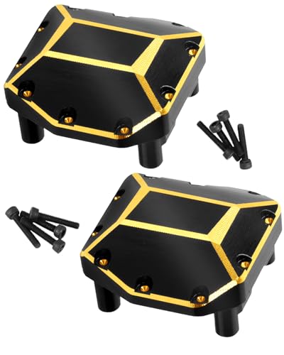 RCHuiWow RC Axle Diff Cover Upgrades Part for Axial SCX10 III,Brass Front & Rear Portal Axles Diff Cover Heavy Weight Hops Up,2PCS,Black