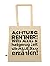 clothinx Tasche Achtung Rentner! 100% bio fair Baumwolltasche öko nachhaltig witzige Geschenkidee Geschenk für Rentner Pensionäre lange Henkel Tragetasche Einkaufsbeutel Stoffbeutel Natur