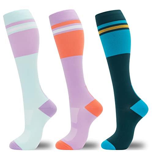 Image of fenglaoda Compression Socks for Women Men 3 Pairs Graduated Compression Support Circulation Socks for Nurses