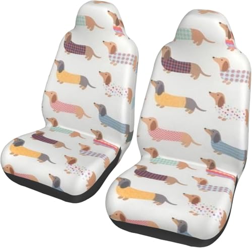 犬柄 2枚セット カーシートカバー 前席用 取付簡単 背面フルカバー ブラック 運転席 助手席 軽 防汚 気性 洗える 車用 シート カバー 軽自動車/普通車用 四季適用