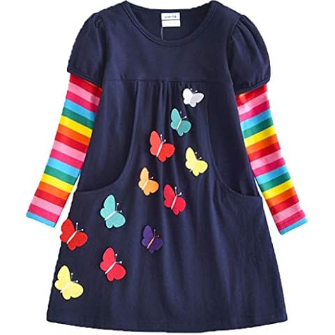 VIKITA Little Girls Dresses Winter Girl Clothes Long Sleeve Navy Dress Xmas Gift for Kids 2-8 Years LH5805, 6T Cover