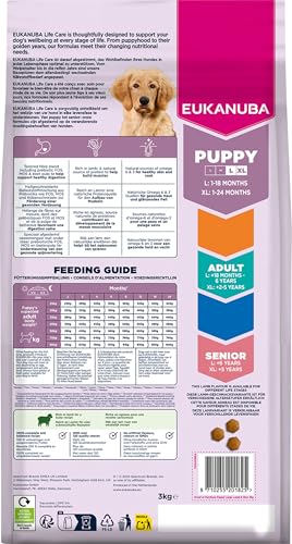 Eukanuba Welpenfutter trocken mit Lamm und Reis für große Rassen, 3 kg