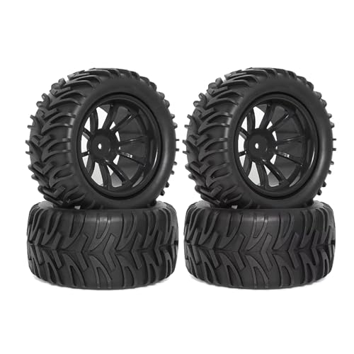 RCカータイヤ For Rustler For Redcat For Volcano EPX Pro S30 For Blackout XTE 1/10 12mm六角ホイールとタイヤ、RCカーアクセサリーとアップグレード交換品(Black)