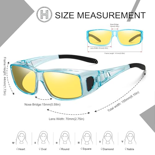Image of HAOLOTA Night Vision Driving Over Glasses, Polarized Nighttime Glasses Men Women Anti Glare Yellow Tinted Lens
