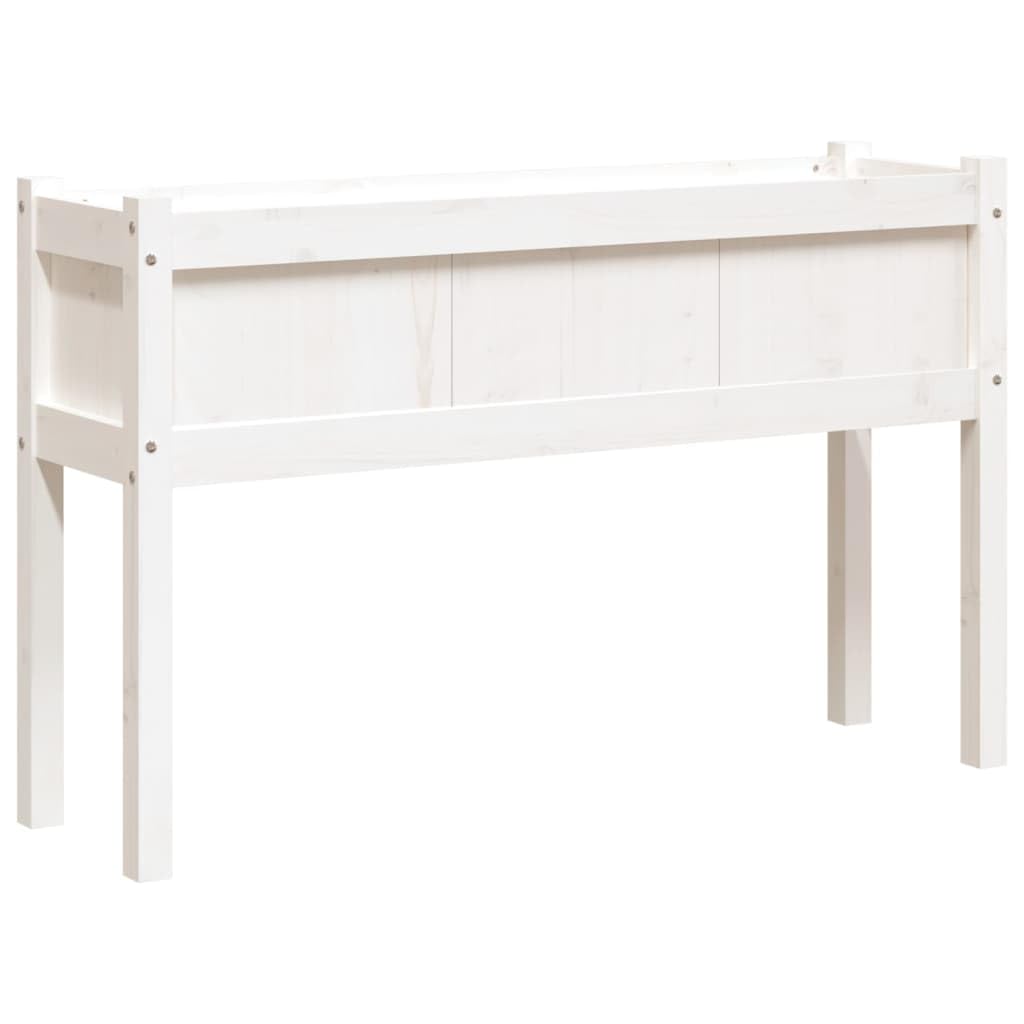 Fioriera da Giardino in Legno Massello Bianca 110x31x70 cm | Letto rialzato per orto urbano su balcone o patio, ideale per piantare erbe aromatiche e fiori decorativi.