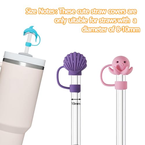 Image of 11Pcs Straw Cover for Stanley Cup, Silicone Straw Topper for Stanley Cup 30&40oz with Tumblers, 10mm 0.4in Lid Accessories (Reusable)