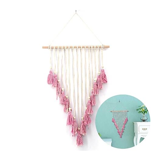 Tapiz bohemio de algodón PRETYZOOM en color beige y rosa para una decoración acogedora