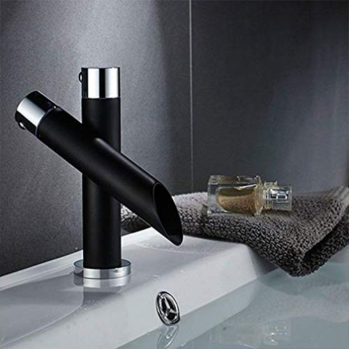 Robinet de salle de bain pour vasque moderne résistant aux traces noir et chrome
