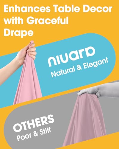 Image of Niuara Pink Polyester Table Cloth, 6 Pack, 60 x 84 in | Rectangle, 5 ft Tables, Washable, Wrinkle Resistant, Heat-Proof, Weddings Parties