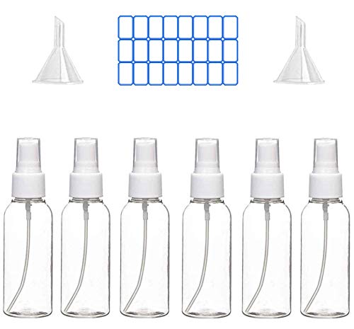 Preisvergleich Produktbild Boic Leere Sprühflasche 100ml, Auffüllbare Klein Durchsichtig Sprühflasche, Parfumzerstäuber, Tragbares Reiseflaschen Set mit 2 Trichter und 24 Etiketten, Atomiser(6 * 100ml)