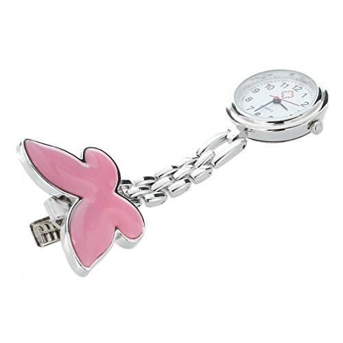 Puooifrty Montre Infirmiere Blanc Mouvement a Quartz Alliage Papillon Attache Epingle