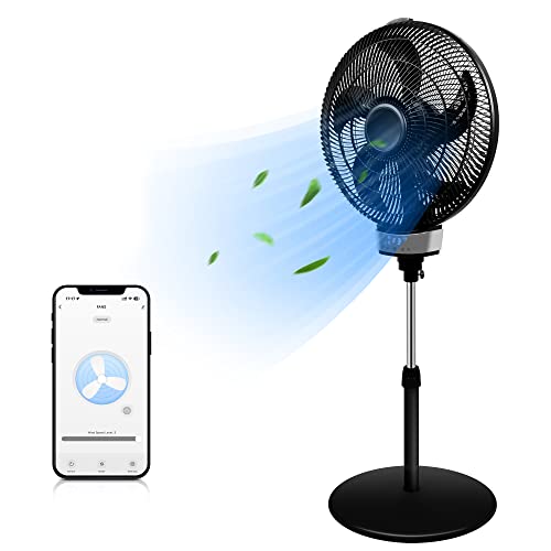 TMWINGS Floor Fan 18 Inch for Bedroom With Smart WiFi/Remote Control,Pedestal Fan 3 Speed 90° Oscillating with Safe Plug,LED Display 8H Timer Perfect for Home and Bedroom TMWINGS Floor Fan 18 Inch for Bedroom With Smart WiFi/Remote Control,Pedestal Fan 3 Speed 90° Oscillating with Safe Plug,LED Display 8H Timer Perfect for Home and Bedroom