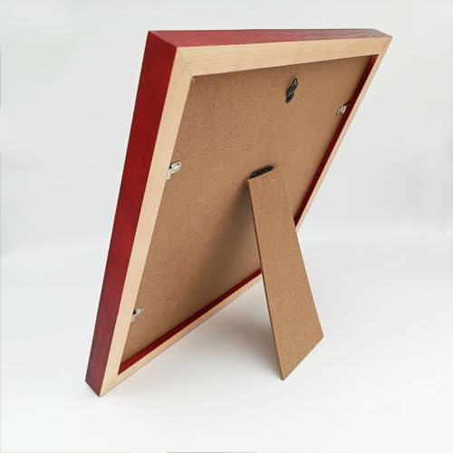 Image of 10x10 Picture Frames Red with Mat 8x8 Opening Solid Wood Frame, Plastic Panel (Film Needs to be Removed) Table or Wall.Front Window Opening 9.6x9.6 inch.