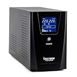 VulTech UPS1500VA-PURE Gruppo di continuità UPS Serie PURE 1500VA 1200Watt, Onda sinusoidale Pura, Display LCD, 2x Bipasso/Schuko + 1x IEC13, Funzione AVR, sbalzi di tensione per Pc, videosorveglianza